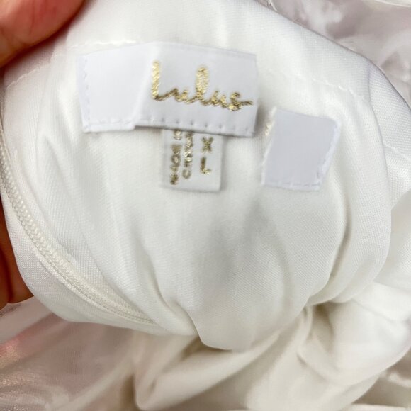 Lulus Adoring Bliss White Tulle Strapless Lace-Up Mermaid Maxi Dress Size XL - Picture 7 of 9